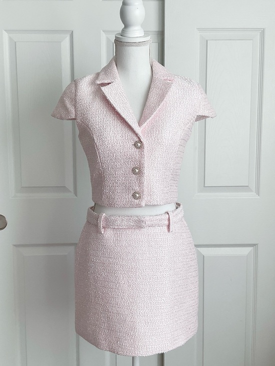 Meshki Dresses & Skirts - NWT Meshki Mercer Tweed Top & Skirt Set in Fairy Floss Pink
